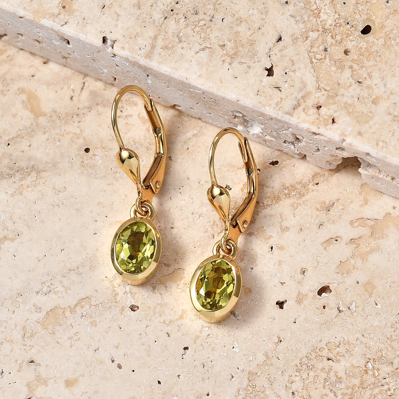 D'Joy AAA Ouro Verde-Quarz Ohrringe 925 Silber 750 Vergoldet ca. 1,60 ct.