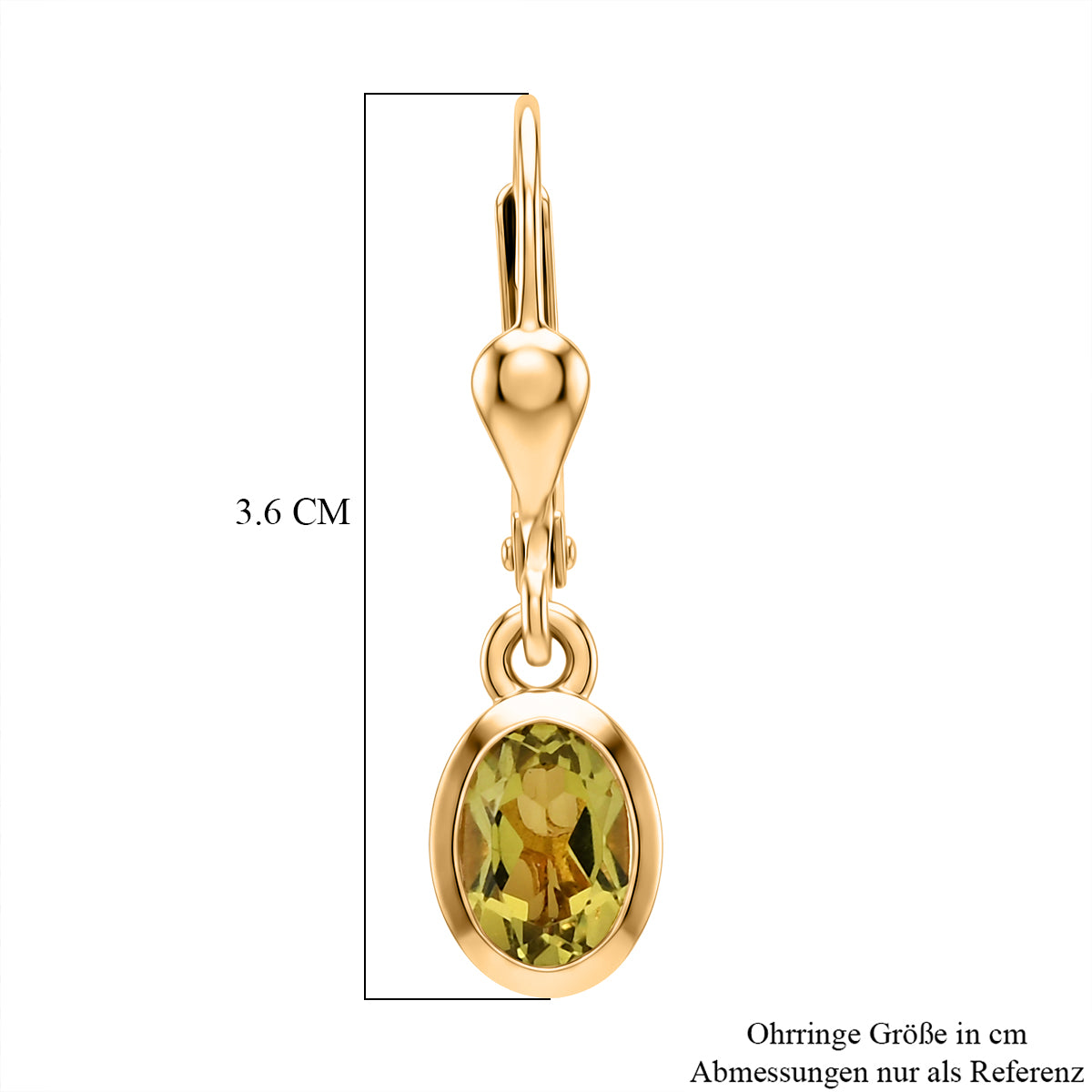 D'Joy AAA Ouro Verde-Quarz Ohrringe 925 Silber 750 Vergoldet ca. 1,60 ct.