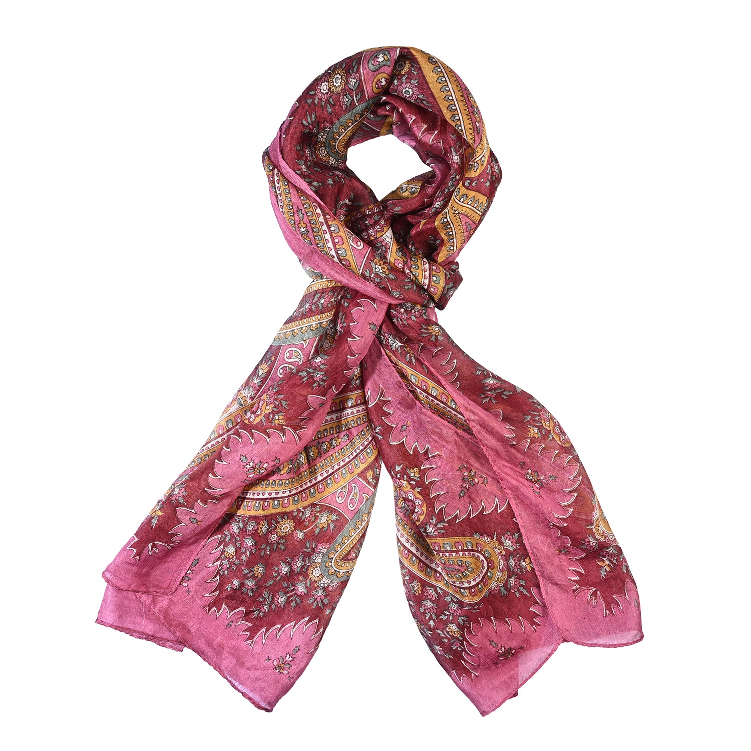 LA MAREY Seidenschal, 100 % Seide, Paisley Motiv 49 x 160 cm, Schwarz