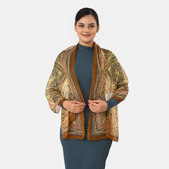 LA MAREY Seidenschal, 100 % Seide, Diamantmuster, 49 x 160 cm, Blau