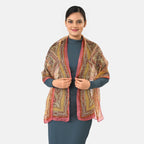 LA MAREY Seidenschal, 100 % Seide, Diamantmuster, 49 x 160 cm, Marineblau