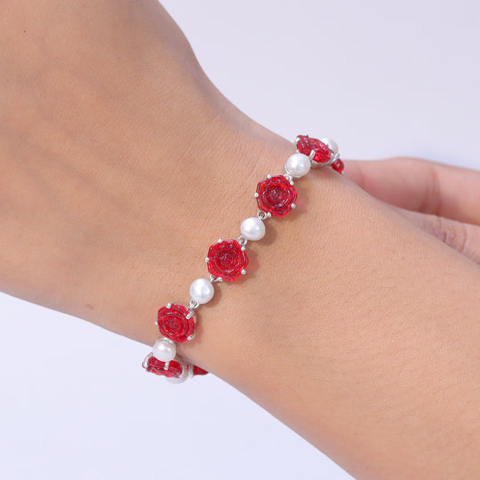 GP Whispers of Murano Kollektion - Süßwasser Perle (5mm) Armband ca. 19 cm 925 Silber Rhodiniert 21.40 ct