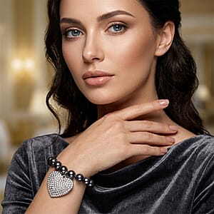 Terahertz, Weißer Kristall Armband ca. Flexibles cm 316L Edelstahl 80.00 ct