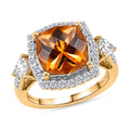 D'Joy AA Citrin, Moissanit Ring 925 Silber 750 Gelbgold vermeil (Größe 17.00) ca. 4,35 ct