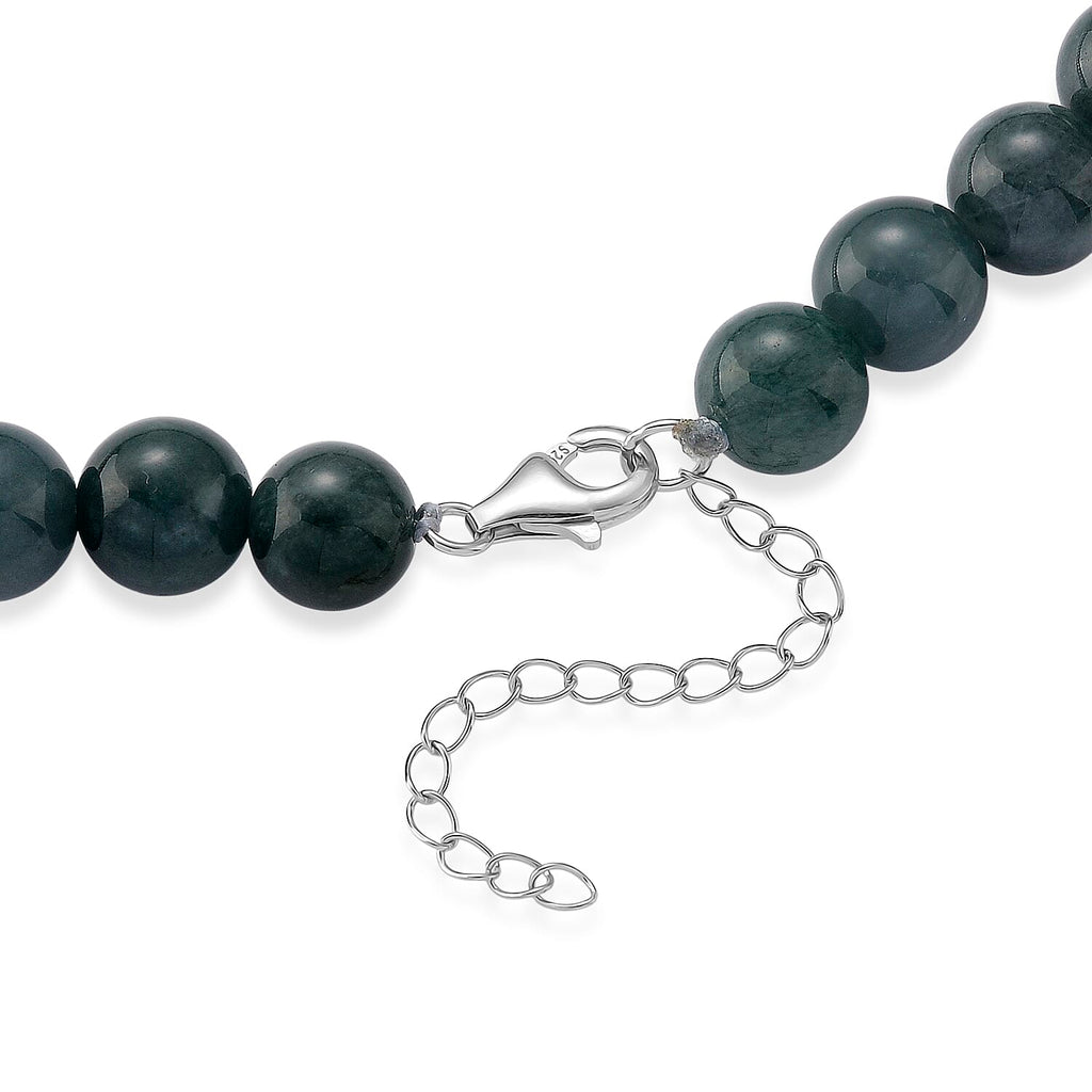 D'Joy Natürlicher Olmek Jadeit Halskette ca. Flexibles cm 925 Silber Rhodiniert ca. 440.00 ct