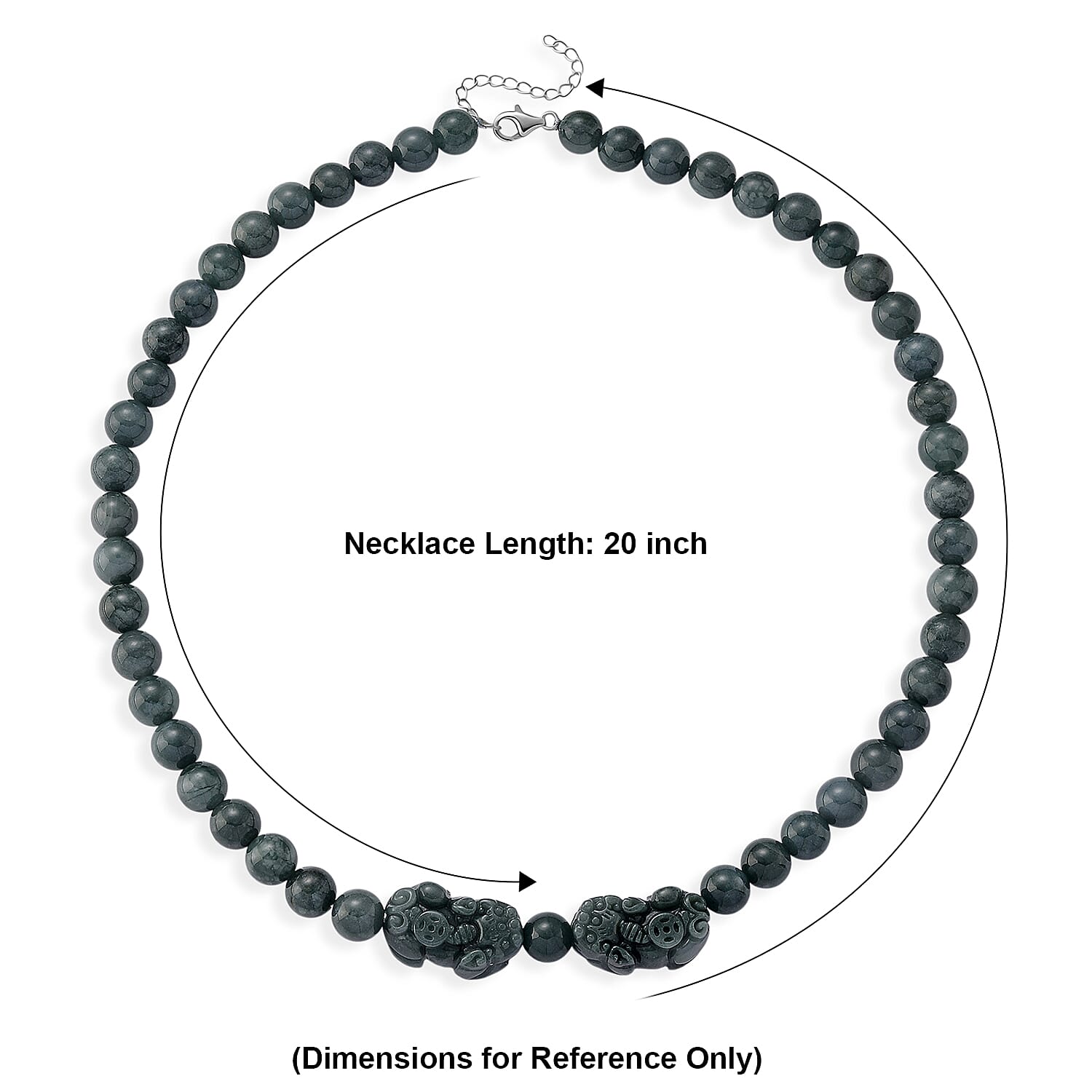 D'Joy Natürlicher Olmek Jadeit Halskette ca. Flexibles cm 925 Silber Rhodiniert ca. 440.00 ct