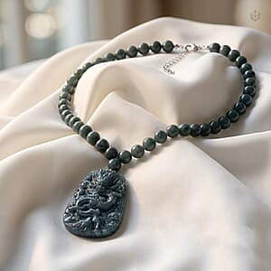 D'Joy Natürlicher Olmek Jadeit Halskette ca. Flexibles cm 925 Silber Rhodiniert ca. 550.00 ct