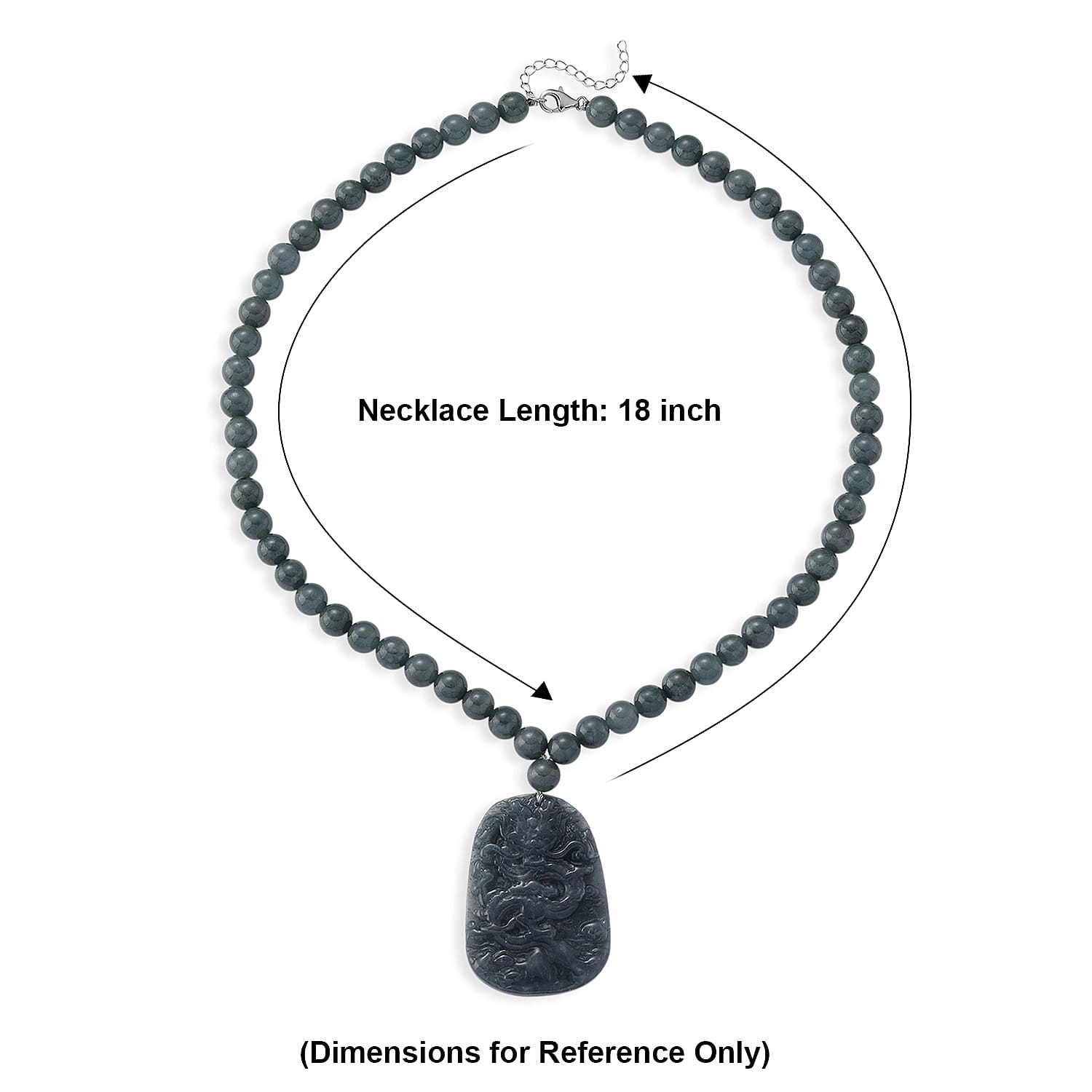 D'Joy Natürlicher Olmek Jadeit Halskette ca. Flexibles cm 925 Silber Rhodiniert ca. 550.00 ct