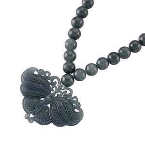 D'Joy Natürlicher Olmek Jadeit Halskette ca. Flexibles cm 925 Silber Rhodiniert ca. 500.00 ct