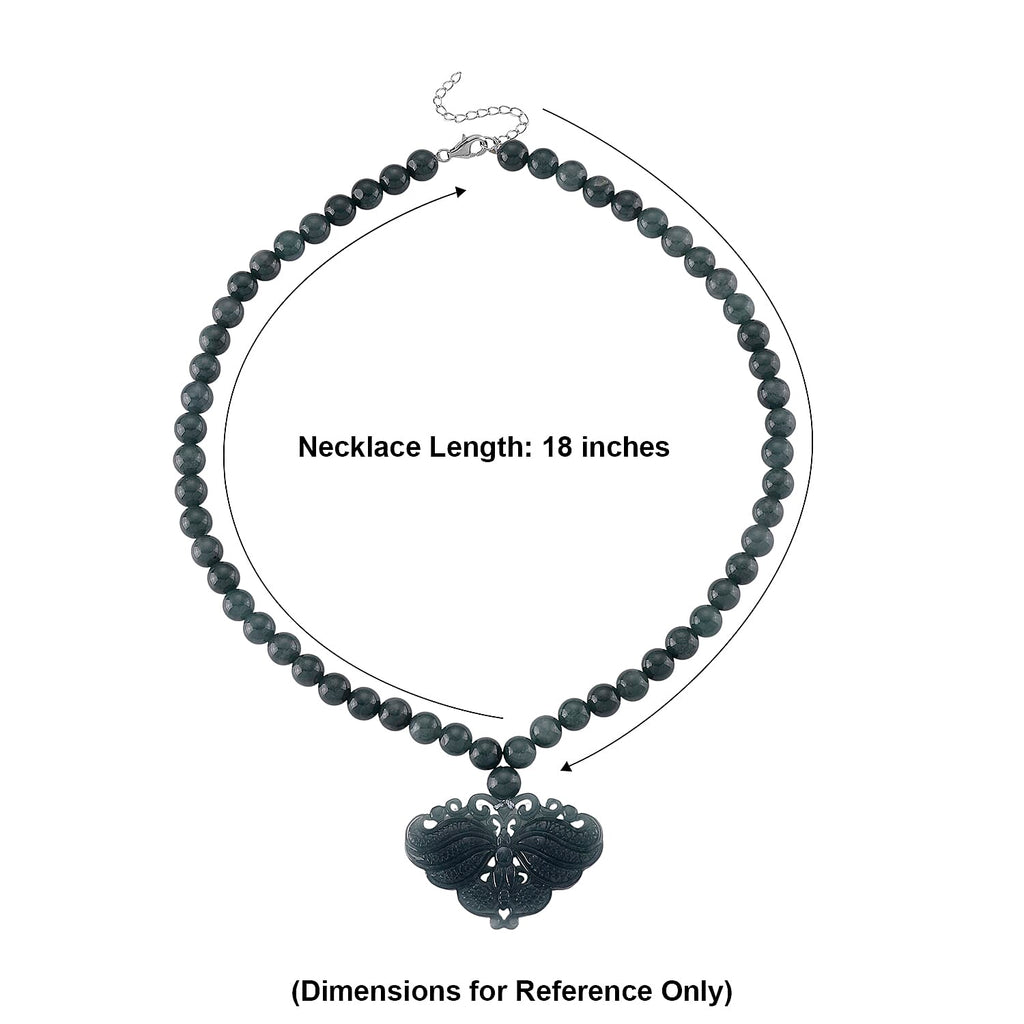 D'Joy Natürlicher Olmek Jadeit Halskette ca. Flexibles cm 925 Silber Rhodiniert ca. 500.00 ct