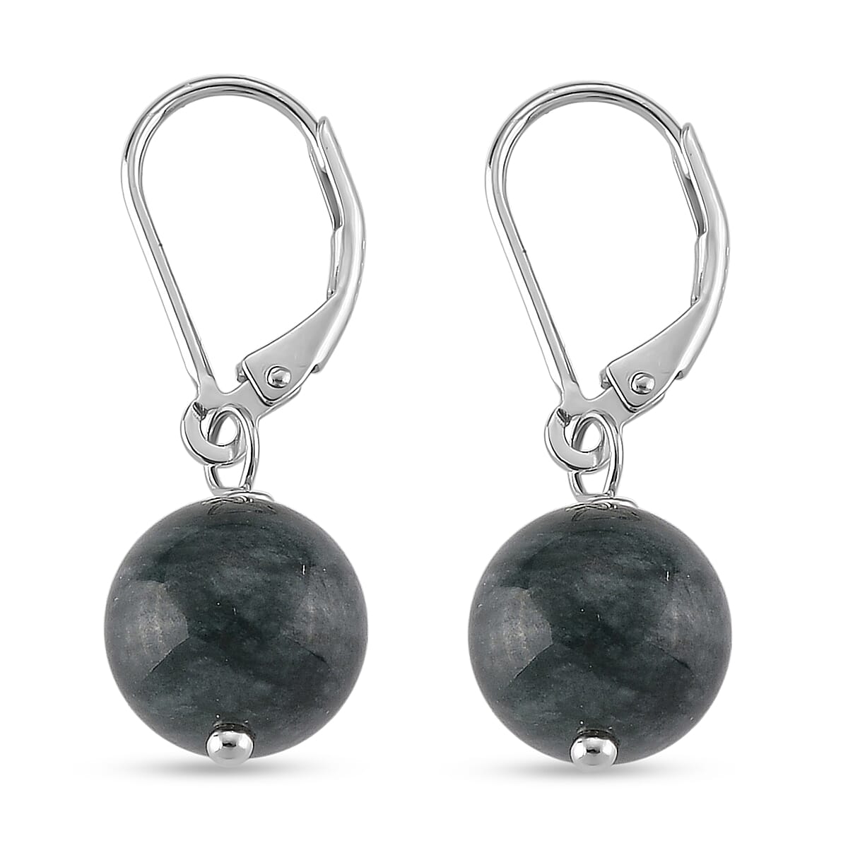 D'Joy Natürlicher Olmek Jadeit Ohrringe 925 Silber Rhodiniert ca. 50,00 ct.