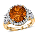 D'Joy AA Citrin, Moissanit Ring 925 Silber 750 Gelbgold vermeil (Größe 17.00) ca. 9,67 ct