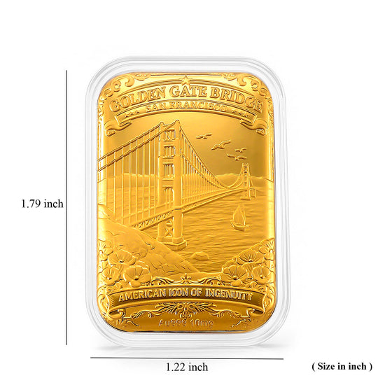 EXKLUSIVES GESCHENK - 999er Goldfolie mit Golden Gate Bridge in San Francisco, ca. 26x40 mm, ca. 10 mg