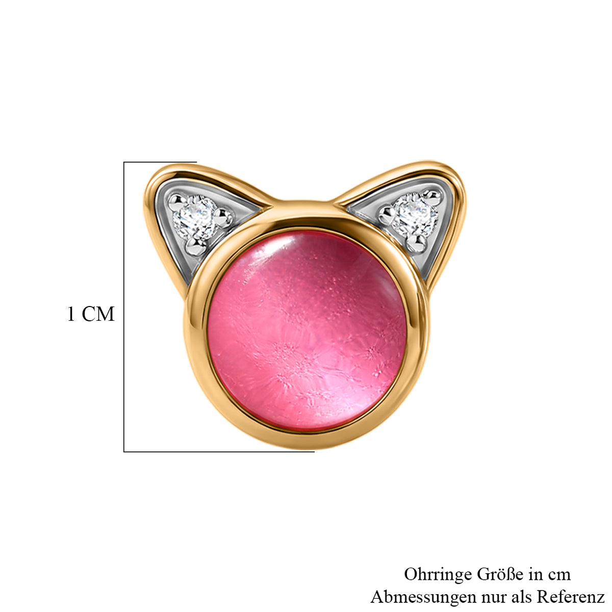 D'Joy Flamingo Mondstein, Weißer Zirkon Ohrringe 925 Silber 750 Vergoldet ca. 1,97 ct.