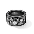 D'Joy Gefärbte schwarze Jade, Lab Grown Diamant Ring 925 Silber Rhodiniert (Größe 17.00) ca. 25,34 ct