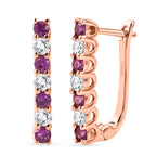 D'Joy Rosa Saphir, Moissanit Ohrringe 925 Silber 750 Roségold vermeil ca. 0,89 ct.