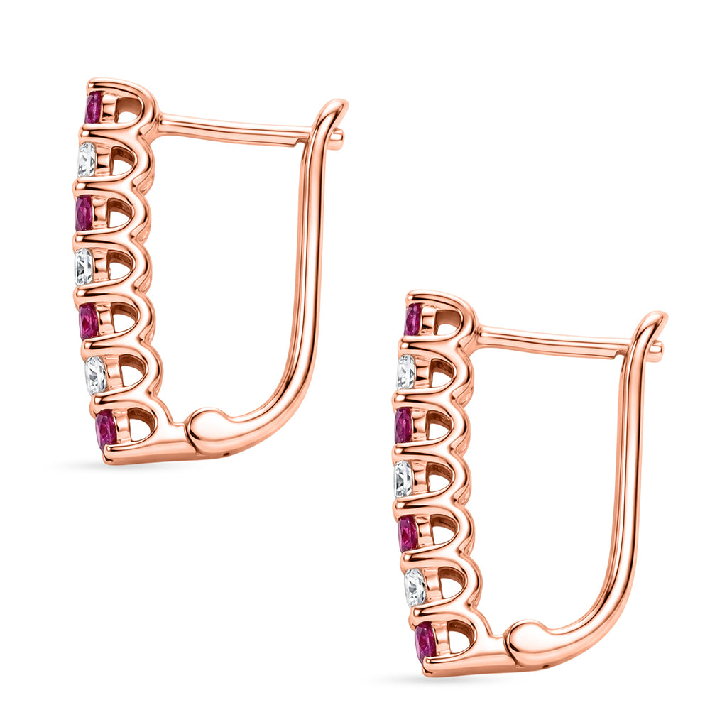 D'Joy Rosa Saphir, Moissanit Ohrringe 925 Silber 750 Roségold vermeil ca. 0,89 ct.