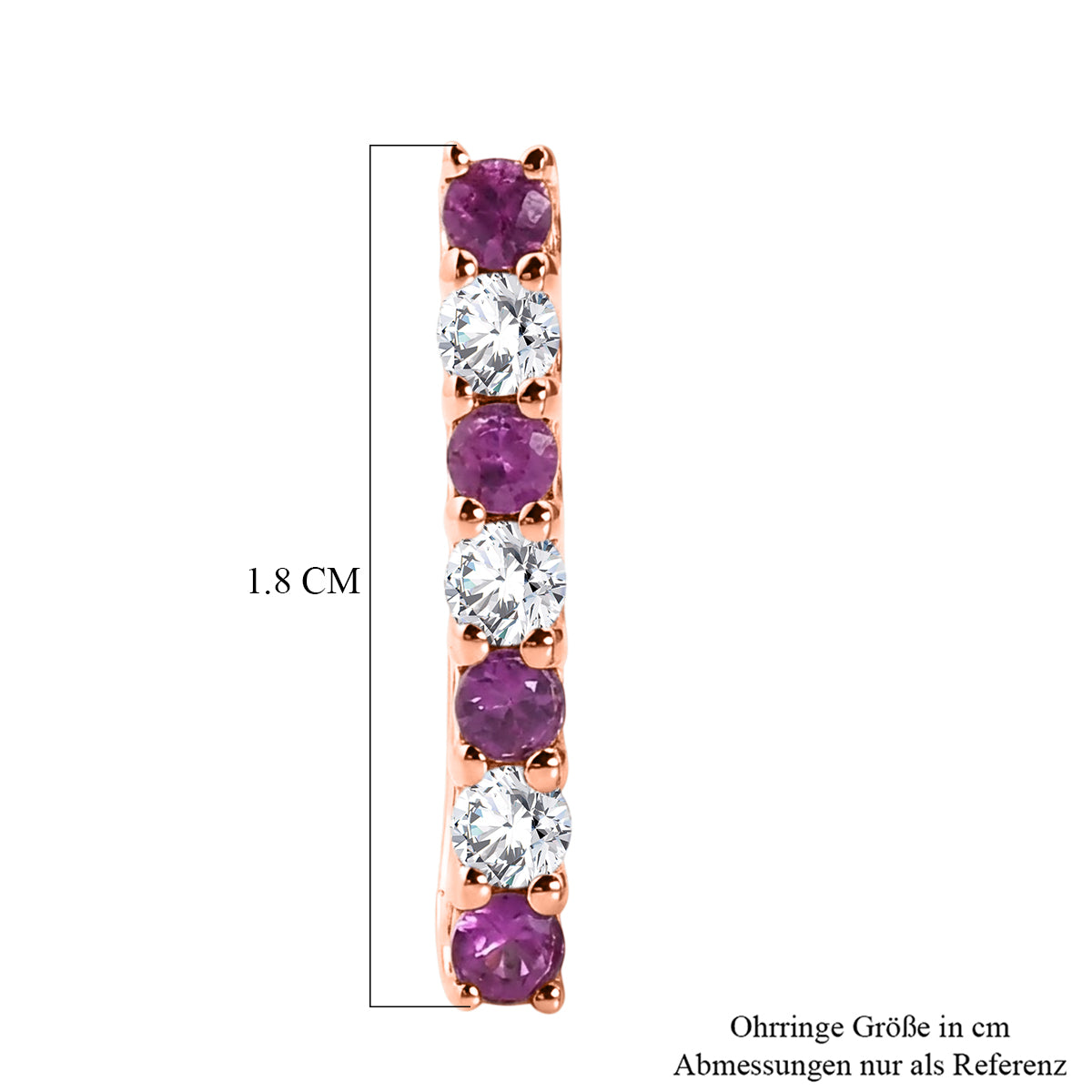 D'Joy Rosa Saphir, Moissanit Ohrringe 925 Silber 750 Roségold vermeil ca. 0,89 ct.