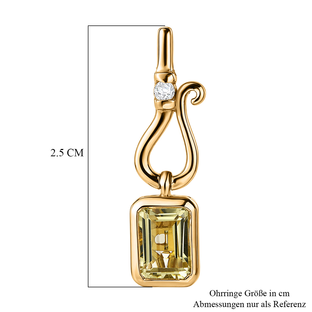 D'Joy AAA Ouro Verde-Quarz, Weißer Zirkon Ohrringe 925 Silber 750 Vergoldet ca. 2,11 ct.