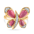 D'Joy Flamingo Mondstein Ring 925 Silber 750 Gelbgold vermeil (Größe 19.00) ca. 3,08 ct