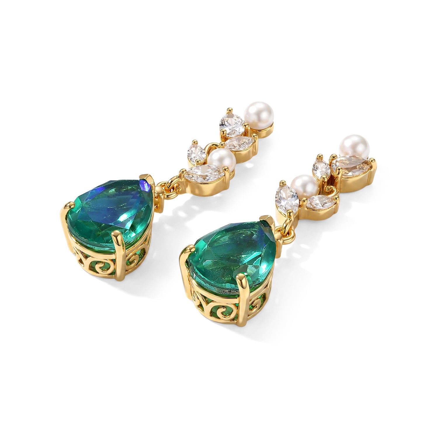 EVER TRUE Pfau Quarz Triplette, Süßwasser Perle (4-4.5mm) Ohrringe Nickelfreies Messing 9.08 ct