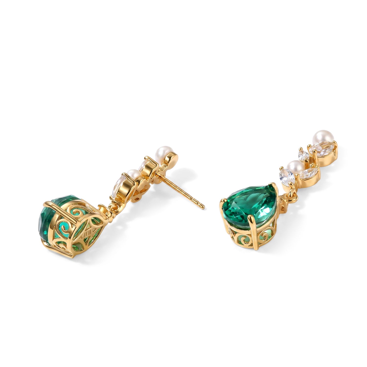 EVER TRUE Pfau Quarz Triplette, Süßwasser Perle (4-4.5mm) Ohrringe Nickelfreies Messing 9.08 ct