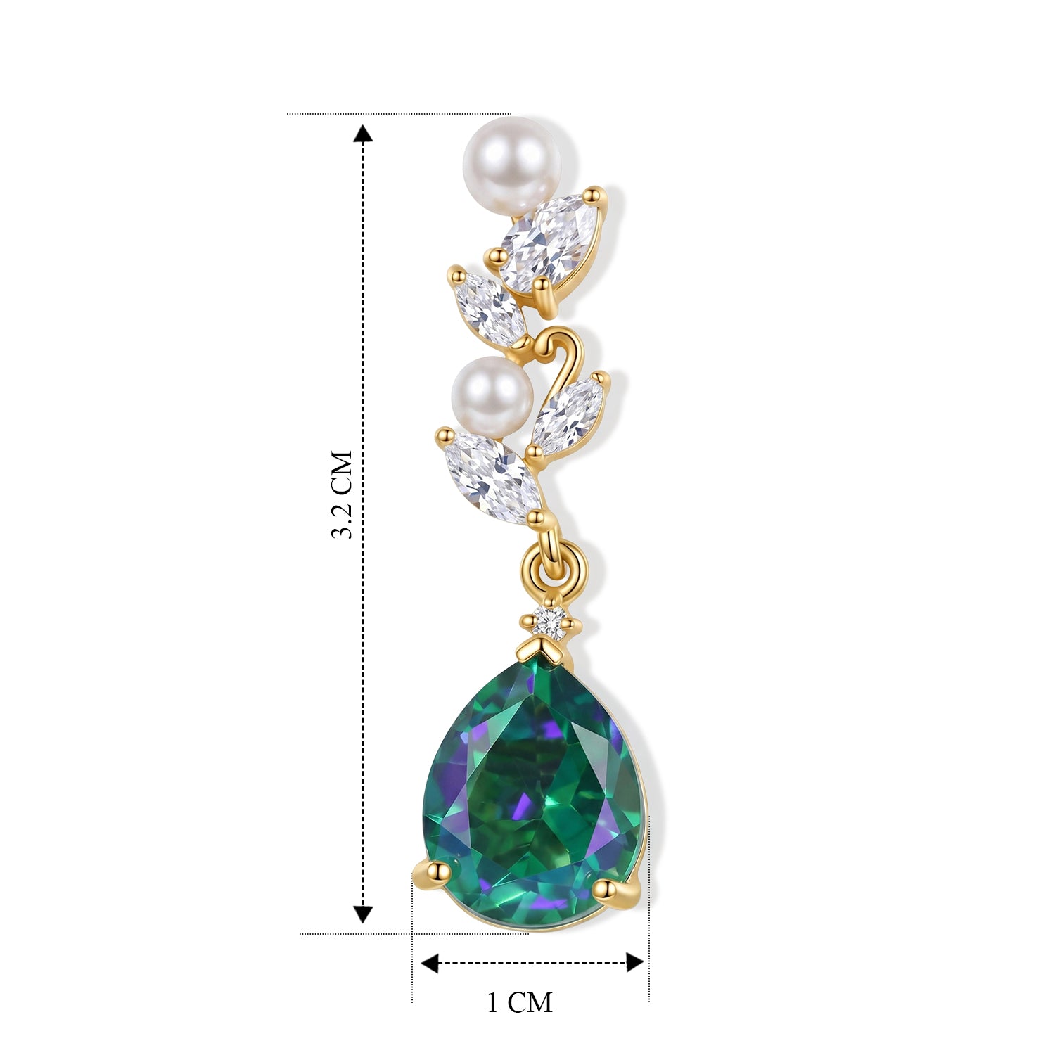 EVER TRUE Pfau Quarz Triplette, Süßwasser Perle (4-4.5mm) Ohrringe Nickelfreies Messing 9.08 ct