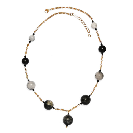 EVER TRUE Rubin Zoisite, Grüner Quarzit Halskette ca. 50 cm 316L Edelstahl Gold ca. 235.00 ct
