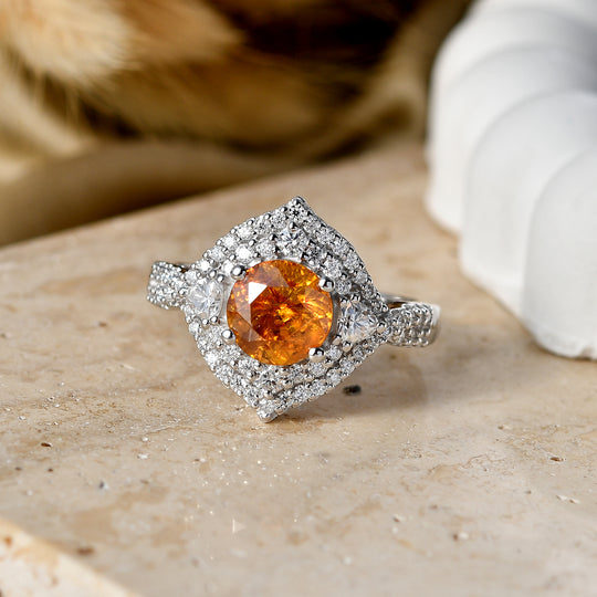 D'Joy AA Sphalerit, Moissanit Ring 925 Silber Rhodiniert (Größe 17.00)   (10-16 Werktage Lieferzeit) ca. 3,75 ct