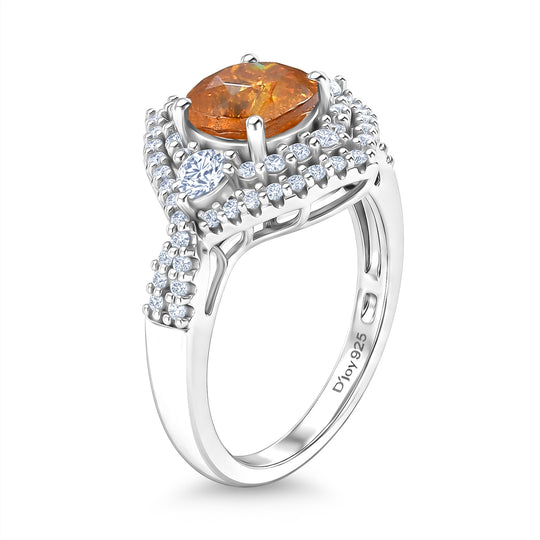 D'Joy AA Sphalerit, Moissanit Ring 925 Silber Rhodiniert (Größe 17.00)   (10-16 Werktage Lieferzeit) ca. 3,75 ct