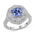 D'Joy AA Tansanit, Moissanit Ring 925 Silber Rhodiniert (Größe 20.00) ca. 3,05 ct