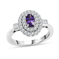 D'Joy AA Lila Spinell, Moissanit Ring 925 Silber Rhodiniert (Größe 20.00) ca. 1,10 ct