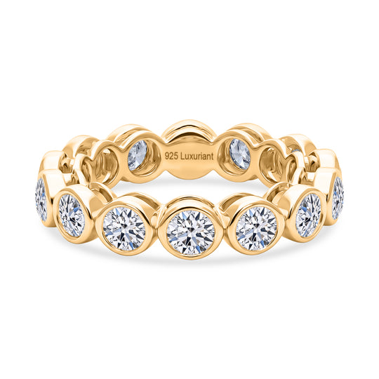 LUXURIANT DIAMOND - Lab Grown Diamant SI-GH SGL zertifiziert Ring 925 Silber 750 Gelbgold vermeil (Größe 19.00) ca. 3.00 ct