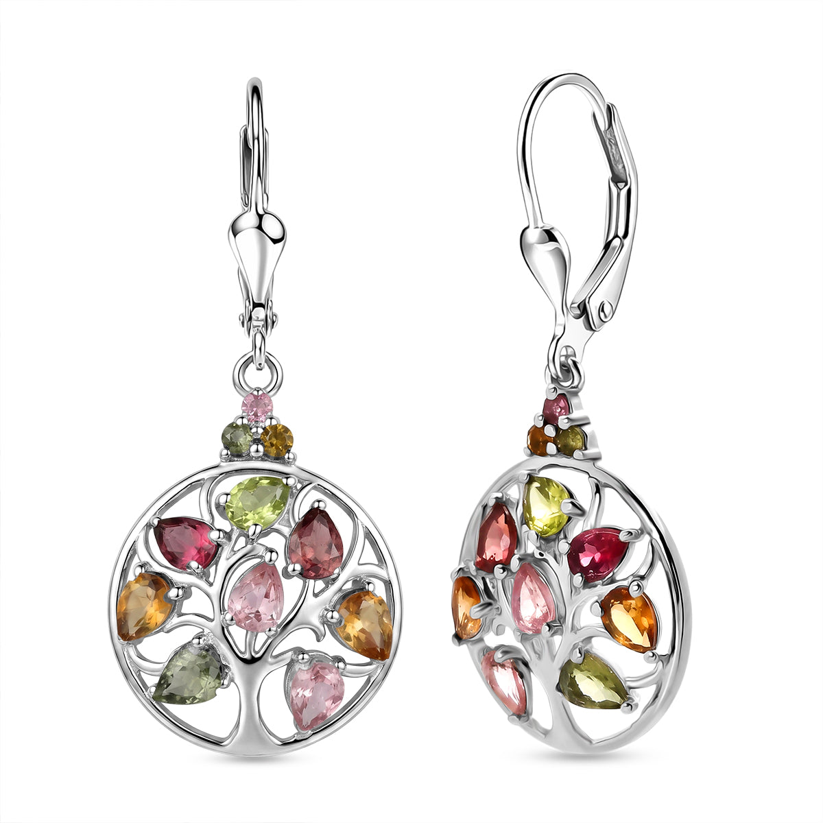 D'Joy AA Mehrfarbige-Turmalin Ohrringe 925 Silber Rhodiniert ca. 2.71 ct