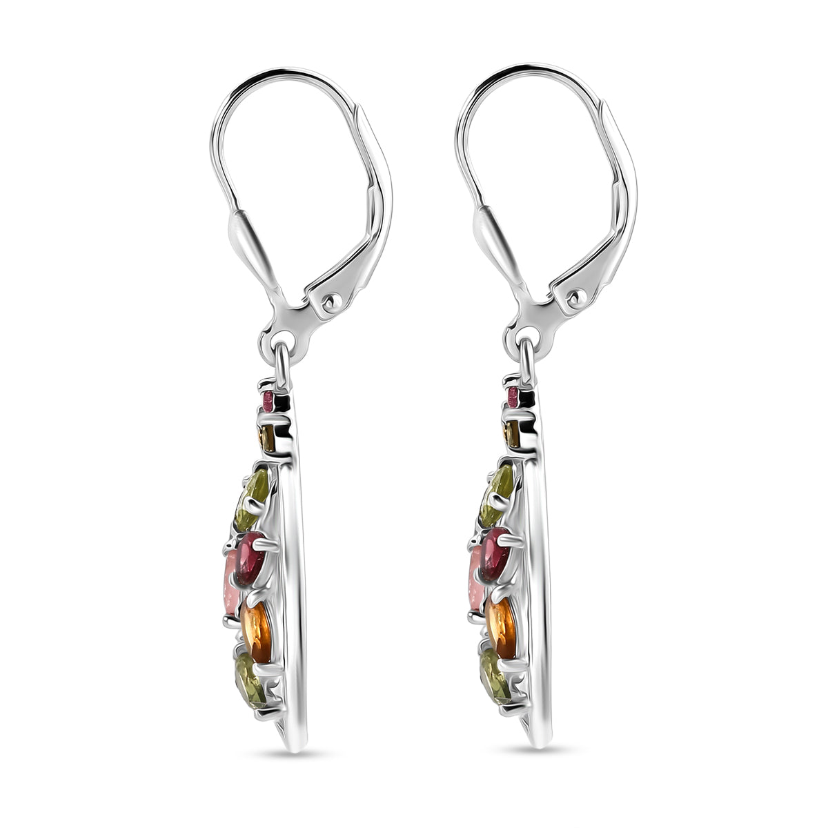 D'Joy AA Mehrfarbige-Turmalin Ohrringe 925 Silber Rhodiniert ca. 2.71 ct