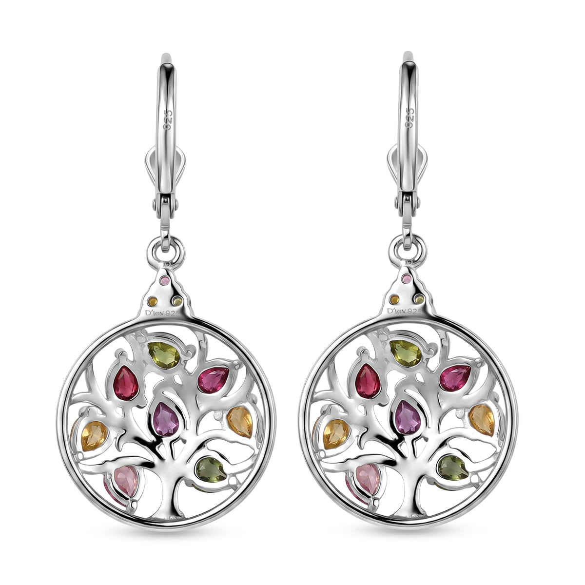 D'Joy AA Mehrfarbige-Turmalin Ohrringe 925 Silber Rhodiniert ca. 2.71 ct