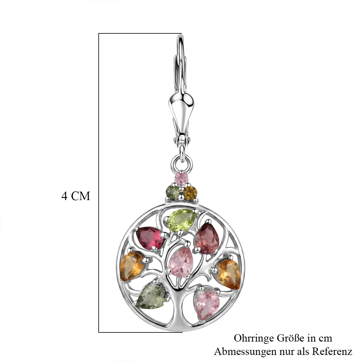 D'Joy AA Mehrfarbige-Turmalin Ohrringe 925 Silber Rhodiniert ca. 2.71 ct