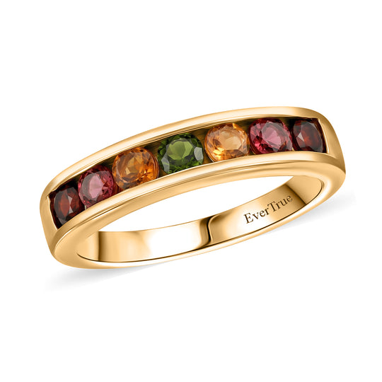 EverTrue AA Multi-Turmalin Ring, Messing mit Gelbgold E-Beschichtung - 0,83 ct.