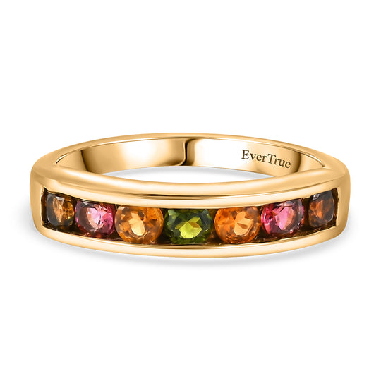 EverTrue AA Multi-Turmalin Ring, Messing mit Gelbgold E-Beschichtung - 0,83 ct.