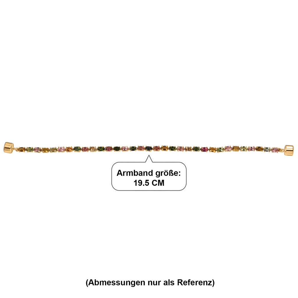 D'Joy AA Mehrfarbiges-Turmalin Armband ca. 19 cm 925 Silber 750 Gelbgold vermeil ca. 7.49 ct