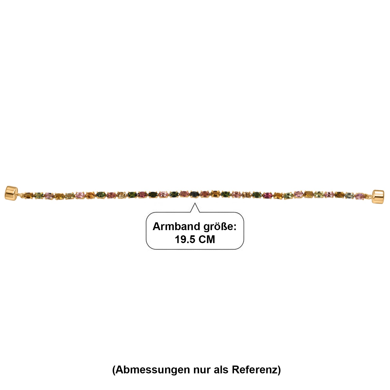D'Joy AA Mehrfarbiges-Turmalin Armband ca. 19 cm 925 Silber 750 Gelbgold vermeil ca. 7.49 ct