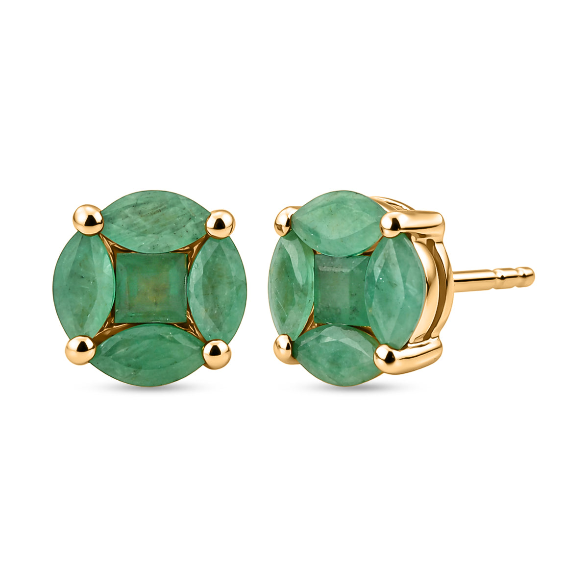 D'Joy Socoto Smaragd Ohrringe 925 Silber 750 Gelbgold vermeil ca. 1,48 ct.