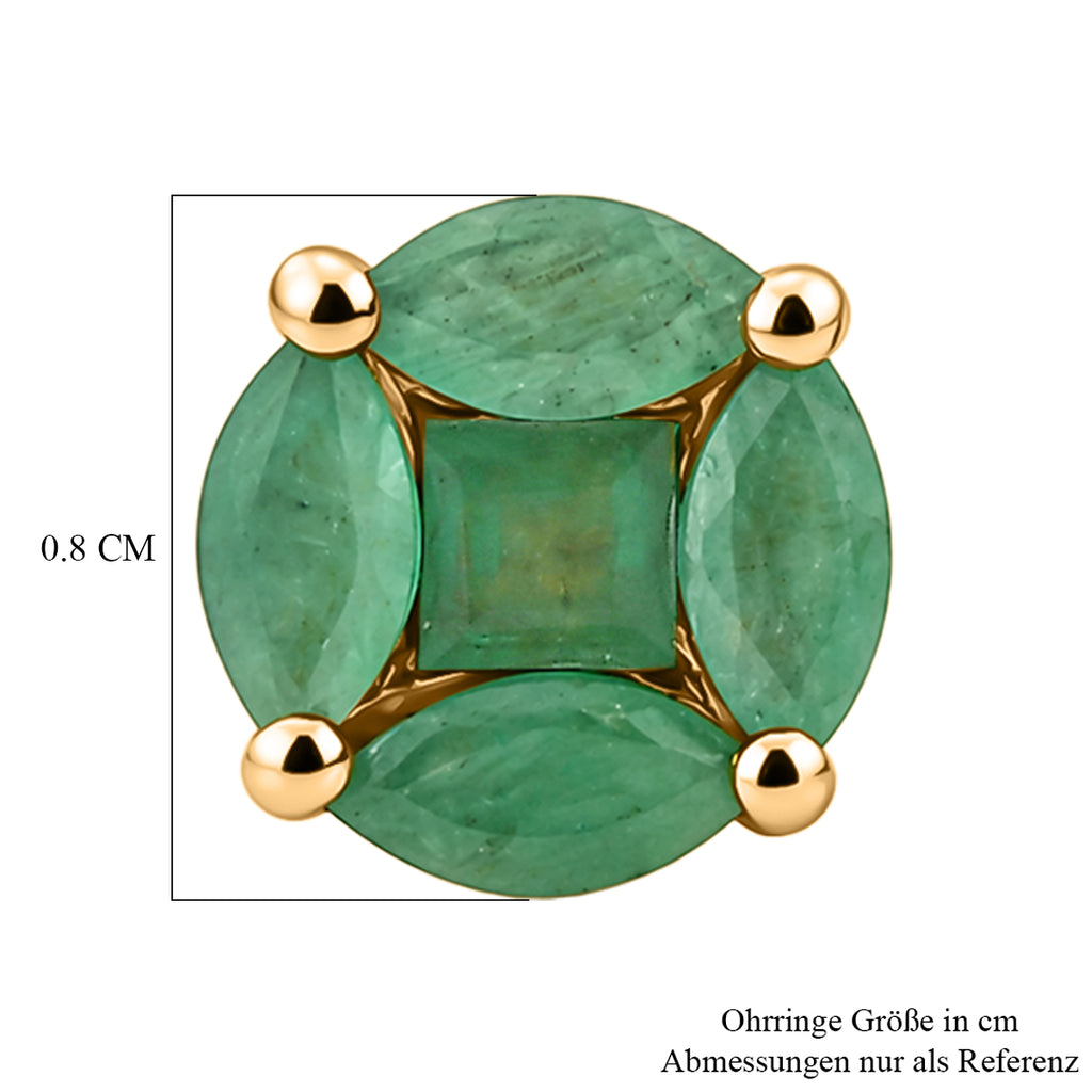 D'Joy Socoto Smaragd Ohrringe 925 Silber 750 Gelbgold vermeil ca. 1,48 ct.