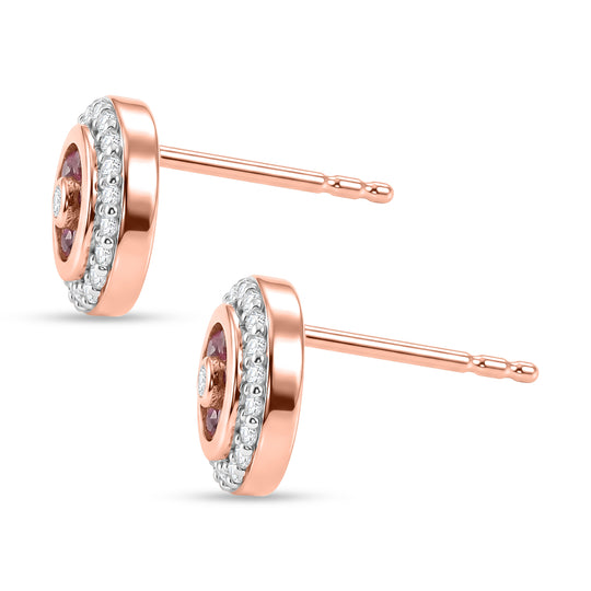 D'Joy Rosa Saphir und Zirkon Ohrringe, 925 Silber 750 Roségold Vermeil - 0,79 ct.