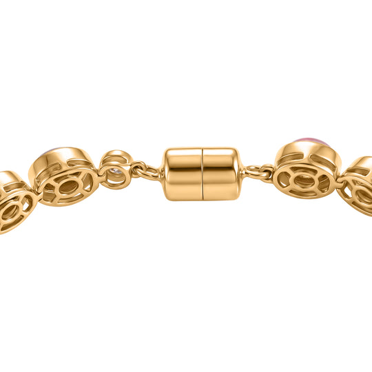 D'Joy Flamingo Mondstein, Moissanit Armband ca. 19 cm 925 Silber 750 Gelbgold vermeil ca. 15,81 ct.