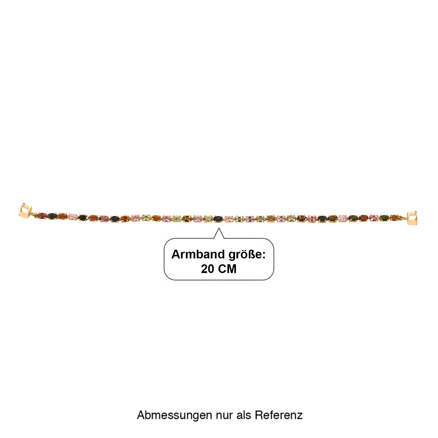 D'Joy AA Multi-Turmalin 20cm Eternity Armband, 925 Silber 750 Gelbgold Vermeil - 8,72 ct.