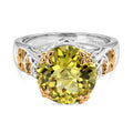 D'Joy AAA Ouro Verde-Quarz, Natürlicher Rhodolith Granat Ring 925 Silber Rhodiniert und 750 Gelbgold Vermeil (Größe 18.00) ca. 6,28 ct