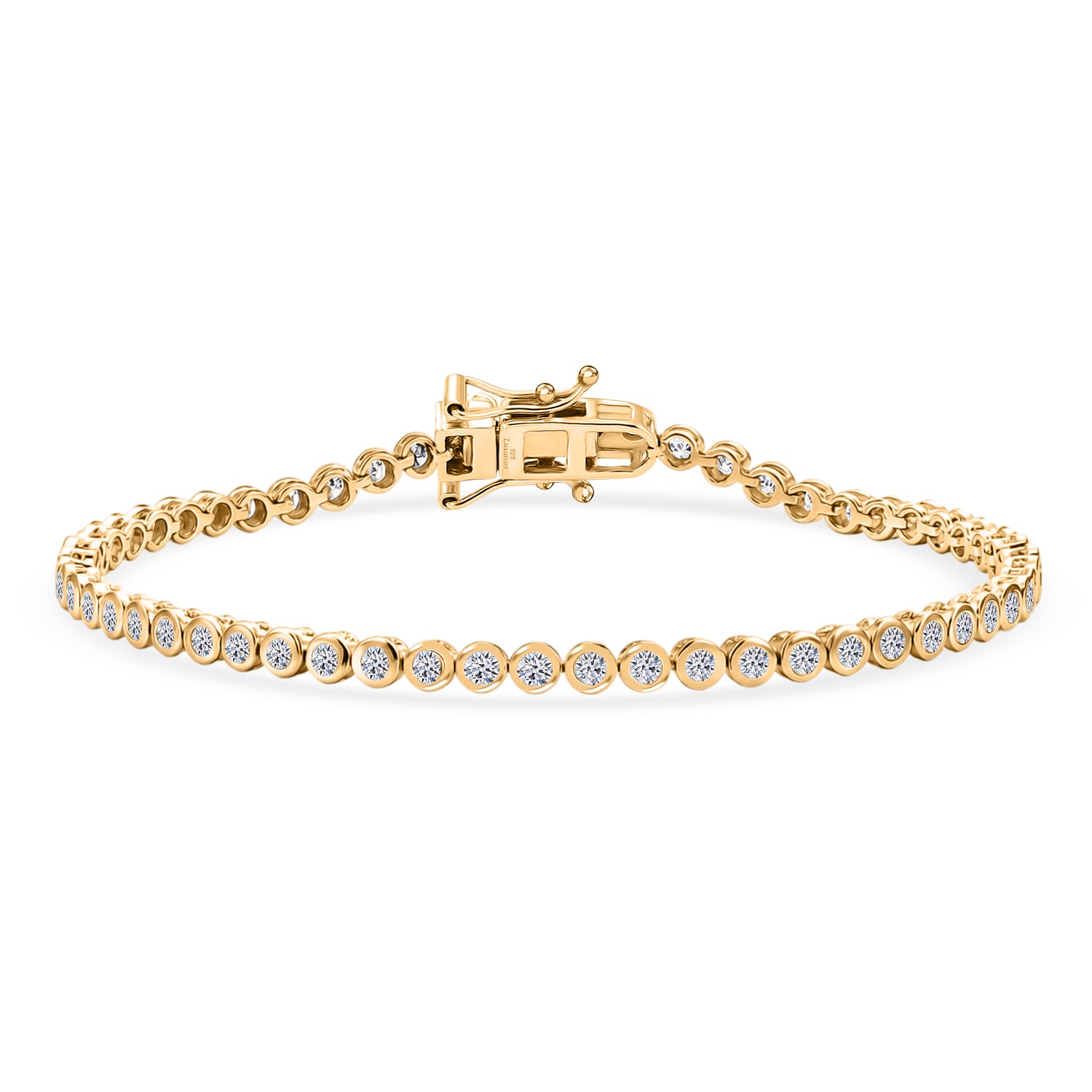 LUXURIANT DIAMOND - Lab Grown Diamant SI-GH SGL zertifiziert  Armband ca. 19 cm 925 Silber 750 Gelbgold vermeil (10-15 Werktage Lieferzeit) ca. 2.00 ct