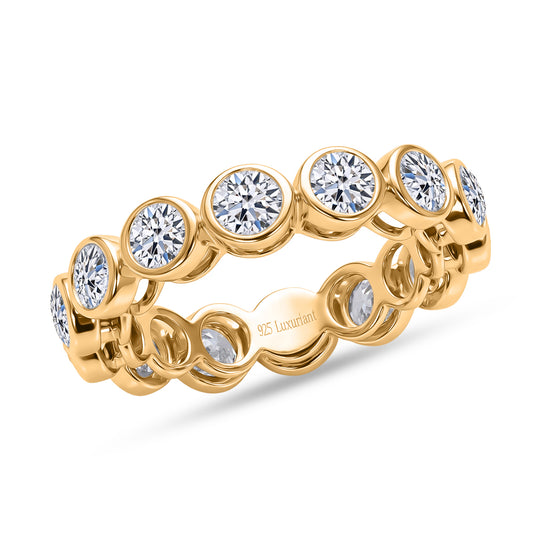 LUXURIANT DIAMOND - Lab Grown Diamant SI-GH SGL zertifiziert Ring 925 Silber 750 Gelbgold vermeil (Größe 19.00) ca. 3.00 ct