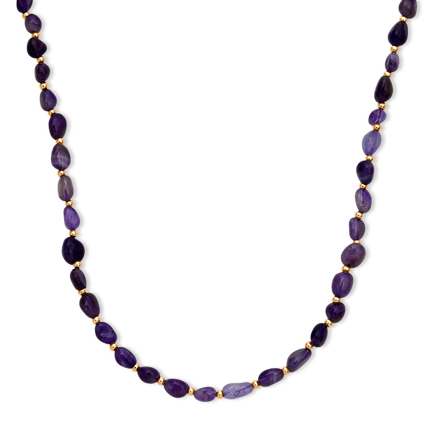 Afrikanischer Amethyst Halskette ca. 60 cm +5 cm Extender, Reine Legierung Goldton ca. 100.00 ct